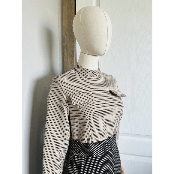 Richard Frontman Vintage 60s Brown Black High Neck Belted Sheath Dress Sz S/M? - Picture 3 of 15